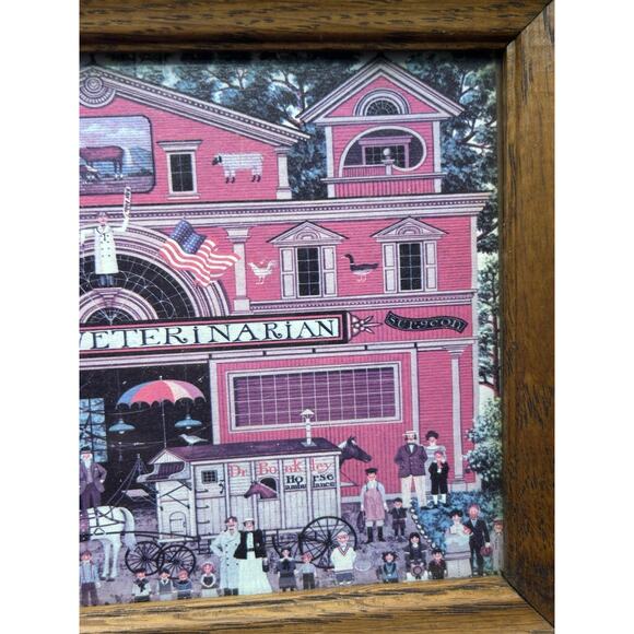 Charles Wysocki Farm Folk & Dr Bonkley Veterinarian Wooden Framed Art Americana - Picture 7 of 13